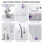 Sewing Machine for Beginners with 12 Built-in Stitches, Mini Sewing Machine with Foot Pedal, High-Low Speeds, Portable and Sewing Enthusiasts (505)