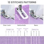 Sewing Machine for Beginners with 12 Built-in Stitches, Mini Sewing Machine with Foot Pedal, High-Low Speeds, Portable and Sewing Enthusiasts (505)