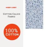 Hobby Lobby White & Blue Monotone Floral Cotton Calico Fabric (2 Yard) - Printed Sewing Lightweight Precut Fabric for Sewing Clothes, Homeware, & Other Accessories