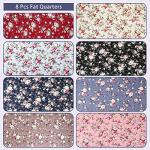 Newwiee 8 Pieces Vintage Floral Cotton Fabric by The Yard Cotton Precut Decorative Quilting Feminine Nostalgic Romantic Flowers Print for Sewing Crafting DIY Making Home Decor(19 x 20 Inch)