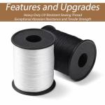 Upholstery Thread Heavy Duty, 330 Yards 2 Spools Bonded Nylon Thread, High-Strength Fade-Resistant Bonded Nylon Threads for Denim Leather Craft Machine DIY and Home, Black White