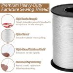 Upholstery Thread Heavy Duty, 330 Yards 2 Spools Bonded Nylon Thread, High-Strength Fade-Resistant Bonded Nylon Threads for Denim Leather Craft Machine DIY and Home, Black White