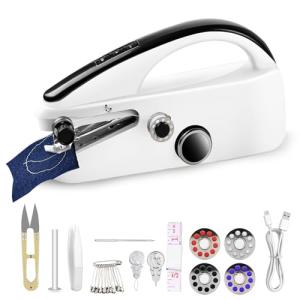 Handheld Sewing Machine, Easy to Use Portable Electric Mini Sewing Machines for Beginners with Two Speeds, with Complete Accessories Kit, Suitable for Home, Travel and DIY