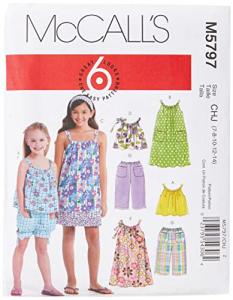 McCall's Patterns M5797 Children's/Girls' Tops, Dresses, Shorts and Pants, Size CHJ (7-8-10-12-14)