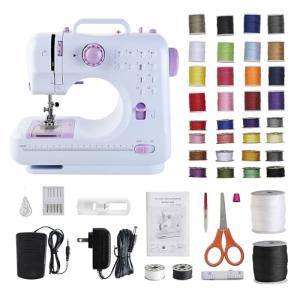 Sewing Machine for Beginners & Kids, Mini Portable Sewing Machines with 12 Built-in Stitch Patterns, 2-Speed Foot Pedal, Perfect for Teaching Daughter Granddaughter to Sew(with 27 Pieces Sewing Kit)
