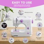 Sewing Machine for Beginners & Kids, Mini Portable Sewing Machines with 12 Built-in Stitch Patterns, 2-Speed Foot Pedal, Perfect for Teaching Daughter Granddaughter to Sew(with 27 Pieces Sewing Kit)