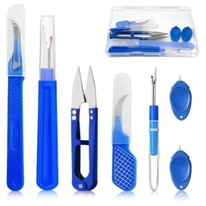 CllyCnny Seam Rippers for Sewing, 2 Big and 2 Small Stitch Remover Tools, with Automatic Needle Threaders, Thread Ripper with Thread Snips for Fabric, Quilting, Dressmaking