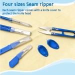 CllyCnny Seam Rippers for Sewing, 2 Big and 2 Small Stitch Remover Tools, with Automatic Needle Threaders, Thread Ripper with Thread Snips for Fabric, Quilting, Dressmaking