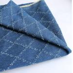 12oz Sky Blue Washed Denim Fabric, Non-Stretch Denim Material, Jacquard Geometric Check Prism Pattern, 420gsm 100% Cotton, 70 Inches Wide, Sewing Fabric for Jeans Jackets Cr (3 Yard pre Cut)