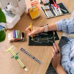 2 PCS Sewing Gauge Measuring Tool Set, 5-in-1 T-Shaped Sliding Gauge Ruler for Various Sewing Projects, Including Garment Construction, Quilting, Embroidery, and Crafting