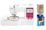 Brother PE545 Embroidery Machine, Wireless LAN Connected, 135 Built-in Designs, 4" x 4" Hoop Area, Premium Embroidery Thread 6 Spools, 75/11 Size Embroidery Needles 100 Count