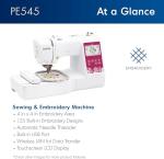 Brother PE545 Embroidery Machine, Wireless LAN Connected, 135 Built-in Designs, 4" x 4" Hoop Area, Premium Embroidery Thread 6 Spools, 75/11 Size Embroidery Needles 100 Count
