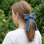 OIIKI 3 Rolls 2 Yards Fringes Fabric Denim Ribbon, 0.98in Frayed Ribbon Fringes Trim for Sewing, Rustic Frayed Fabric Ribbon Trim Embellishments for Wrapping Decorating- Light Blue & Blue & Black