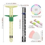 7Pcs Sewing Gauge Measuring Tool, 5-in-1 Sliding Gauge Fabric Quilting Ruler with 2 Tailors Chalk Sewing Pins 2 Tape Measure, T-Shaped Measuring Tool for Sewings Quilting Knitting