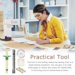 7Pcs Sewing Gauge Measuring Tool, 5-in-1 Sliding Gauge Fabric Quilting Ruler with 2 Tailors Chalk Sewing Pins 2 Tape Measure, T-Shaped Measuring Tool for Sewings Quilting Knitting