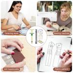 7Pcs Sewing Gauge Measuring Tool, 5-in-1 Sliding Gauge Fabric Quilting Ruler with 2 Tailors Chalk Sewing Pins 2 Tape Measure, T-Shaped Measuring Tool for Sewings Quilting Knitting