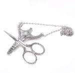 BIHRTC Stainless Steel Sharp Tip Sewing Snips Thread Cutter Safety Scissors with Sheath Chain for Embroidery, Sewing, Craft, Art Work & Everyday Use (Silver-1)