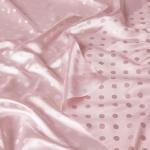 MaiMaiSuan 60’’ Wide Blush Pink Polka Dot Satin Jacquard Fabric by The Yard Soft Shiny Silky Satin Fabric for Sewing, DIY Crafts, Costumes,Decoration,Bridal Dress,3 Yards
