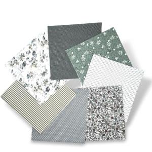 Grade Cotton Quilting Fabric Bundle, 100% Cotton Floral Print Patchwork Material for DIY Sewing, Cushions, Crafts, Machine Washable, Multi-Color Patterns (White Gray, 20 * 20'')