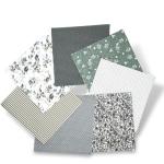 Grade Cotton Quilting Fabric Bundle, 100% Cotton Floral Print Patchwork Material for DIY Sewing, Cushions, Crafts, Machine Washable, Multi-Color Patterns (White Gray, 20 * 20'')