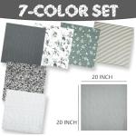 Grade Cotton Quilting Fabric Bundle, 100% Cotton Floral Print Patchwork Material for DIY Sewing, Cushions, Crafts, Machine Washable, Multi-Color Patterns (White Gray, 20 * 20'')