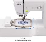 Brother SE600 Sewing and Embroidery Machine, 80 Designs, 103 Built-In Stitches, Computerized, 4" x 4" Hoop Area, 3.2" LCD Touchscreen Display, 7 Included Feet