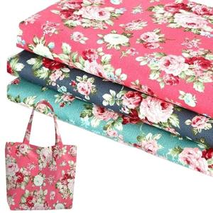 3 Pcs 36 x 62 Inch 3 Yards Wide Floral Cotton Fabric Rose Flowers Pattern Fabric Precut Print Quilting Romantic for Quilting,Sewing,Crafts,Home Decor(3 Models)