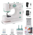 Twin Needles Sewing Machine, Double Needle and Double Thread, 16 Stitch Applications, Lightweight Household Electric Sewing Machine for beginners, with Foot Pedal, Light, Storage Drawer, Accessory Kit