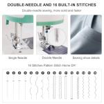 Twin Needles Sewing Machine, Double Needle and Double Thread, 16 Stitch Applications, Lightweight Household Electric Sewing Machine for beginners, with Foot Pedal, Light, Storage Drawer, Accessory Kit