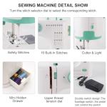 Twin Needles Sewing Machine, Double Needle and Double Thread, 16 Stitch Applications, Lightweight Household Electric Sewing Machine for beginners, with Foot Pedal, Light, Storage Drawer, Accessory Kit