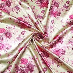 100cm*148cm Polyester Charmeuse Lining Scarf Pajamas Fabric Vintage Flowers Print Satin Fabric Cloth Hairband Headwear Material (Color 12)