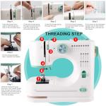 Twin Needles Sewing Machine, Double Needle and Double Thread, 16 Stitch Applications, Lightweight Household Electric Sewing Machine for beginners, with Foot Pedal, Light, Storage Drawer, Accessory Kit