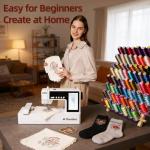 FLEURDENZ D492 Embroidery Machine with 4.5" x 7" Area for Beginners, Home DIY, Sewing & Embroidery Machine with Hoops, 180 Built-in Designs with USB Import, 7-Inch Touchscreen, Auto Threader & Cutter