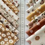 Vintage Floral Patchwork Cotton Fabric Set – 60 Pre-Cut Squares, 20×20 cm (8×8 inch), 100% Cotton, Eco Digital Print, Made in Türkiye