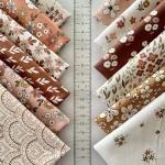 Vintage Floral Patchwork Cotton Fabric Set – 60 Pre-Cut Squares, 20×20 cm (8×8 inch), 100% Cotton, Eco Digital Print, Made in Türkiye