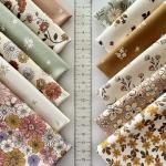 Vintage Floral Patchwork Cotton Fabric Set – 60 Pre-Cut Squares, 20×20 cm (8×8 inch), 100% Cotton, Eco Digital Print, Made in Türkiye