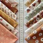 Vintage Floral Patchwork Cotton Fabric Set – 60 Pre-Cut Squares, 20×20 cm (8×8 inch), 100% Cotton, Eco Digital Print, Made in Türkiye