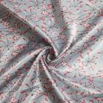 Elegant Floral Satin Fabric Soft Polyester Charmeuse Material for Scarf Headband Lining (Baby Blue)