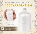 ilauke 2-Pack Black & White Sewing Thread – 1000 Yards Each, All Purpose Polyester Thread with 16 Assorted Sewing Needles & 2 Needle Threaders, for Sewing Machine Hand Quilting Embroidery Stitching