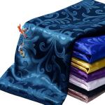 Manyshofu Jacquard Satin Fabric by The Yard - 60 Inch Wide, Shiny Brocade Navy Blue Fabric Smooth & Floral Damask Fabric for DIY Decorations, Craft, Wedding Dress, Costumes, Fashion, Sewing(10 Yard)