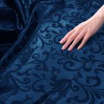 Manyshofu Jacquard Satin Fabric by The Yard - 60 Inch Wide, Shiny Brocade Navy Blue Fabric Smooth & Floral Damask Fabric for DIY Decorations, Craft, Wedding Dress, Costumes, Fashion, Sewing(10 Yard)