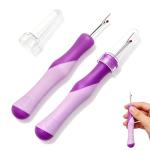 2 Pcs Seam Ripper, Handy Stitch Remover Tool with Cover, Ergonomic Grip Sewing Seam Ripper & Thread Remover for Hand Sewing, Knitting, Cross Stitching, Embroidery and Thread Removal, Purple