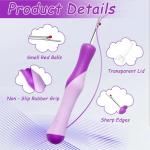 2 Pcs Seam Ripper, Handy Stitch Remover Tool with Cover, Ergonomic Grip Sewing Seam Ripper & Thread Remover for Hand Sewing, Knitting, Cross Stitching, Embroidery and Thread Removal, Purple