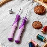 2 Pcs Seam Ripper, Handy Stitch Remover Tool with Cover, Ergonomic Grip Sewing Seam Ripper & Thread Remover for Hand Sewing, Knitting, Cross Stitching, Embroidery and Thread Removal, Purple