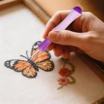 2 Pcs Seam Ripper, Handy Stitch Remover Tool with Cover, Ergonomic Grip Sewing Seam Ripper & Thread Remover for Hand Sewing, Knitting, Cross Stitching, Embroidery and Thread Removal, Purple