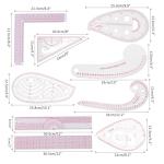 LJLJ Fashion Clear Metric Sewing Ruler Set,French Curve Pattern Rulers for Beginners, Tailors, Designers, Quilting, Embroidery, Cross Stitch, Crochet, Knitting 9pcs