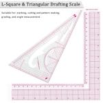 LJLJ Fashion Clear Metric Sewing Ruler Set,French Curve Pattern Rulers for Beginners, Tailors, Designers, Quilting, Embroidery, Cross Stitch, Crochet, Knitting 9pcs