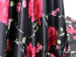 100cm*148cm Rose Flowers Print Satin Fabric Cloth Scarf Pajamas Fabric Hairband Headwear Material Soft Polyester Charmeuse Lining (Color 2)