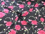100cm*148cm Rose Flowers Print Satin Fabric Cloth Scarf Pajamas Fabric Hairband Headwear Material Soft Polyester Charmeuse Lining (Color 2)