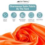 Ice Fabrics Stretch Charmeuse Satin Fabric by The Yard - 58/60” Wide Silky & Smooth Charmeuse Fabric by The Yard for Sewing Apparel, Dresses, Night Gowns, Tablecloths & More - ⁠Brown - 1Yard